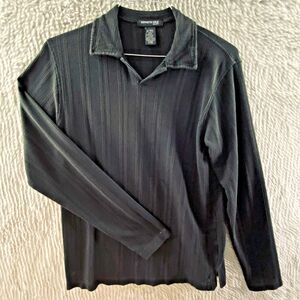 Kenneth Cole New York Men’s Short Sleeve Polo Shirt Black Medium Casual Modern